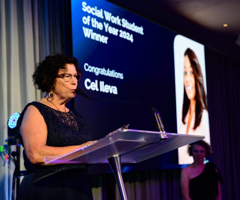 AASW president welcoming attendees to the Social Work Impact Summit